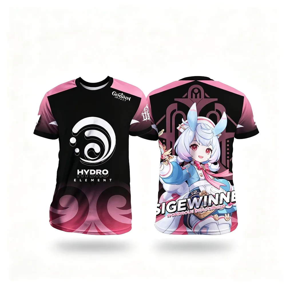 Game Genshin Impact Varesa Cosplay 3D Men's T-Shirt Summer Fashion Cool Daily Anime T Shirt Outdoor Short Sleeve Y2k Sports