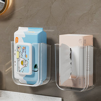 Wall Mounted Large Opening Wet Wipe Dispenser - Self-Adhesive Plastic Holder For Bathroom Tissue Storage