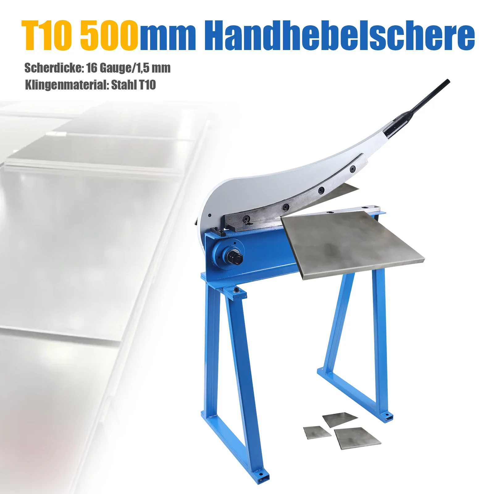 Taglierina manuale a ghigliottina da 500 mm con supporto per carichi pesanti per il taglio di piastre metalliche con lama curva