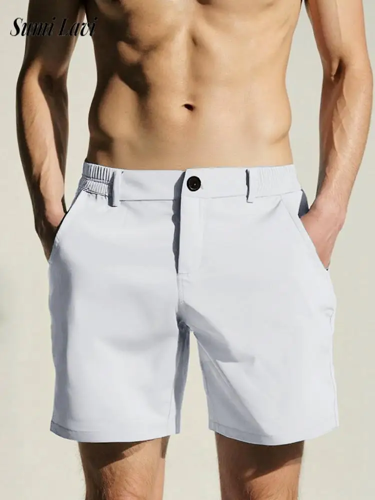 

Daily Casual Mens Elastic Slim Shorts 2026 Spring Summer Fashion Solid Color Bottoms Men Leisure Straight Shorts Streetwear