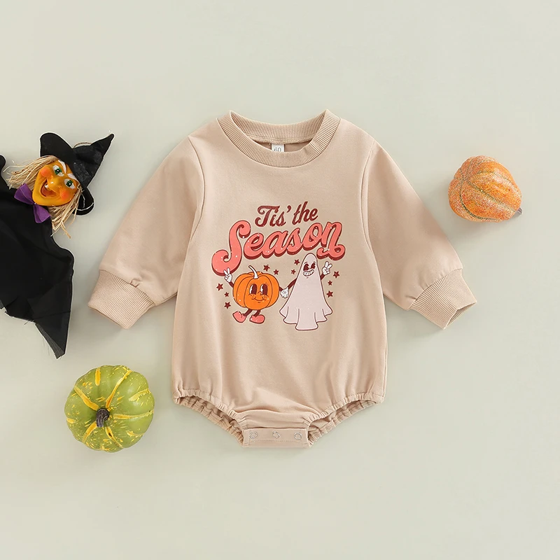 Cute Halloween Infant Rompers with Spooky Bat Print and Adorable Ruffle Detail for Baby Girls and Boys Cosy Long Sleeve