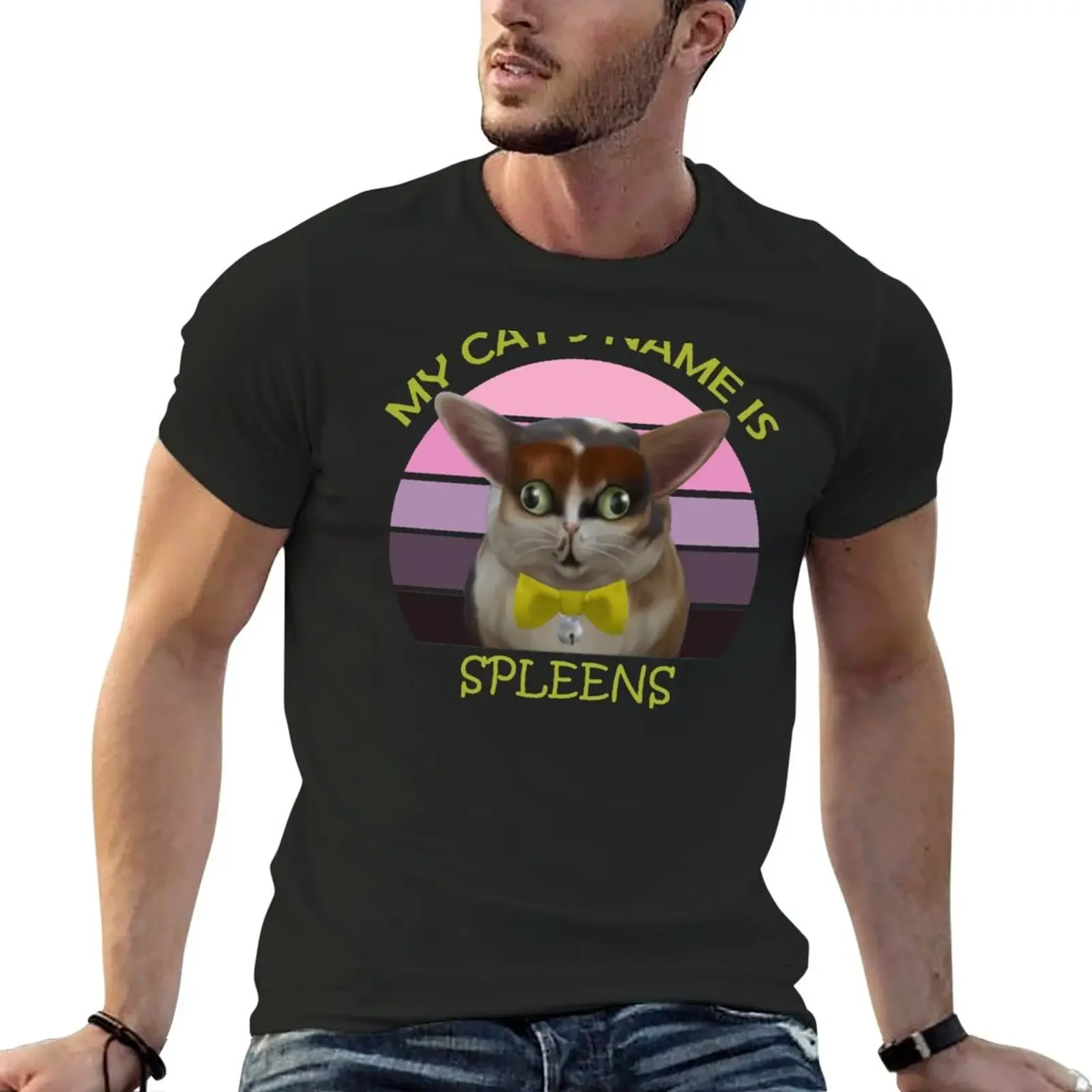 My cat's name is spleens T-Shirt animal prinfor boys plus size tops mens t shirts pack