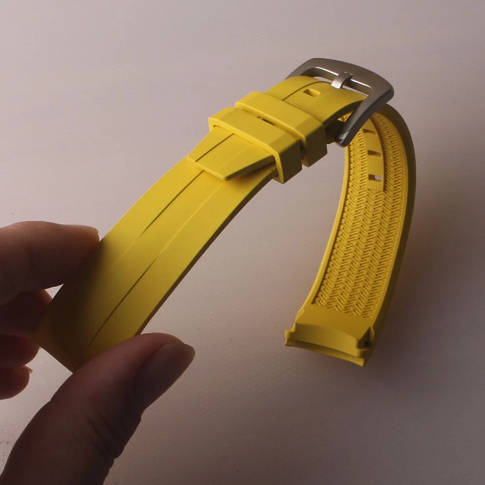 21mm Rubber Watchband For Tissot 1853 Diving T120 Curved End Silicone Strap Wristbands Bracelets Waterproof Black Orange Yellow