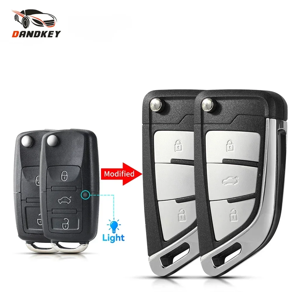 

Dandkey 3PCS Modified Flip Remote Key Shell Case For Volkswagen VW Jetta Golf Passat B5 B6 Beetle Polo Bora Caddy MK5 Skoda