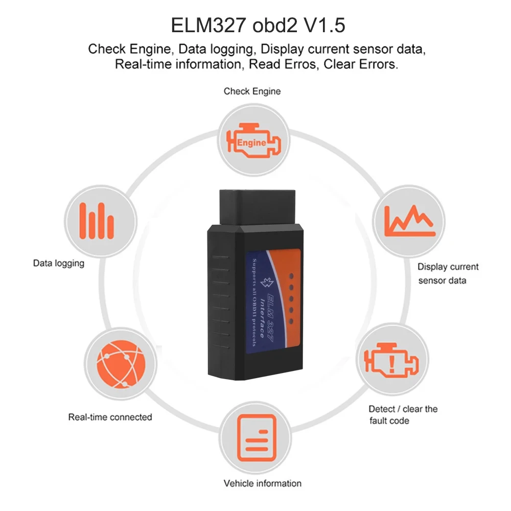 ELM327 V1.5/2.1 Obd2 الماسح الضوئي TR6260S1 بلوتوث ELM 327 Obd أداة تشخيص السيارة لنظام أندرويد /IOS PK Vgate Icar2 قارئ الرمز