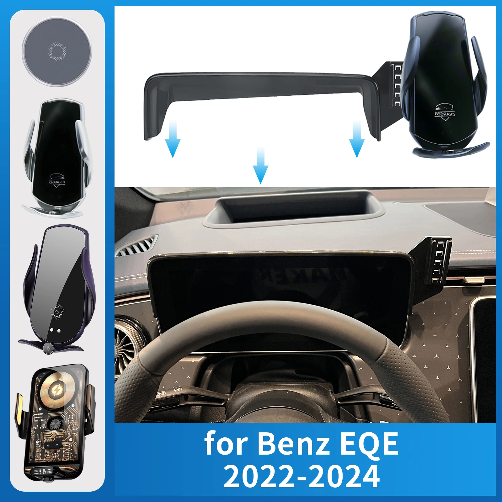 

Car Mobile Phone Holder for Mercedes-Benz EQE 2022-2024 GPS Bracket Charging Stand Auto Accessories