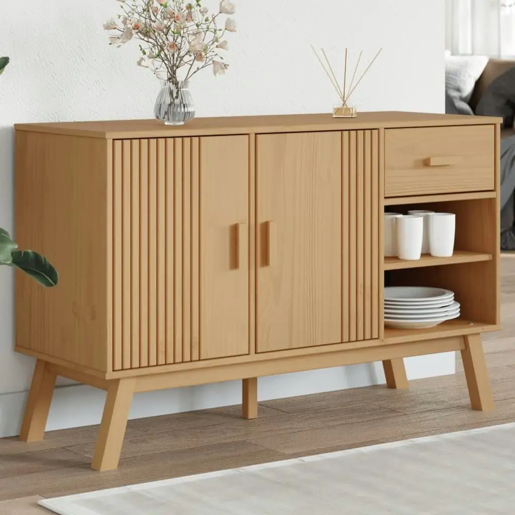 OLDEN Brown Solid Pine Sideboard 44.9x16.9x28.9 - Stylish Storage Solution