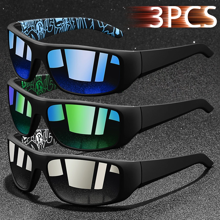 3 Pieces Eyewear Fashion Vintage Fishing Cycling Sports Sunglasses Men Women Running Mountaineering Sport Man Sun Glasses