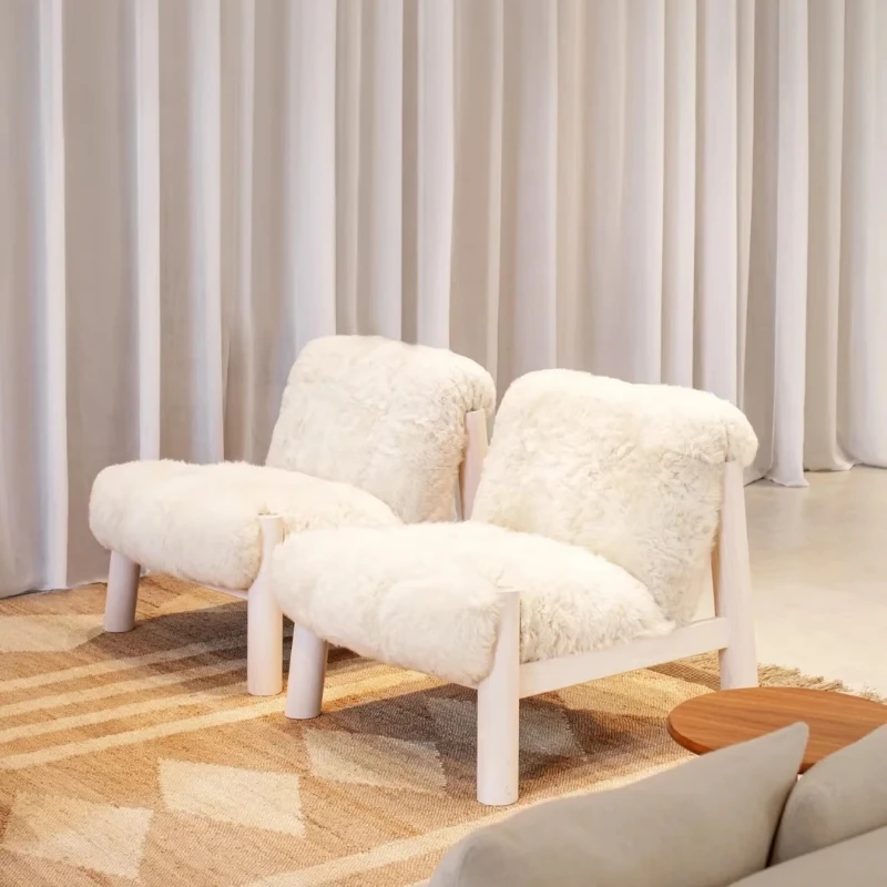 Solid wood plush sofa chair B & B living room balcony leisure single sofa lazy designer simple chair