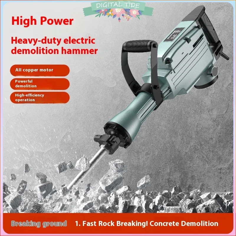 Martillo eléctrico de demolición de pared de pico eléctrico de 65A, taladro de impacto de carretera de hormigón Industrial, máquina ranuradora de minería y cantera