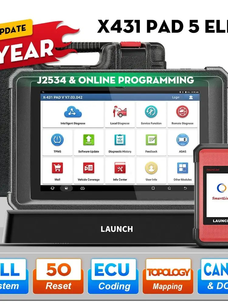 LAUNCH X431 PAD 5 ELITE SmartLink C Online-Programmierer CAN FDDOIPJ2534 Diagnosewerkzeuge Auto OBD OBD2 Scanner X-431 PAD V