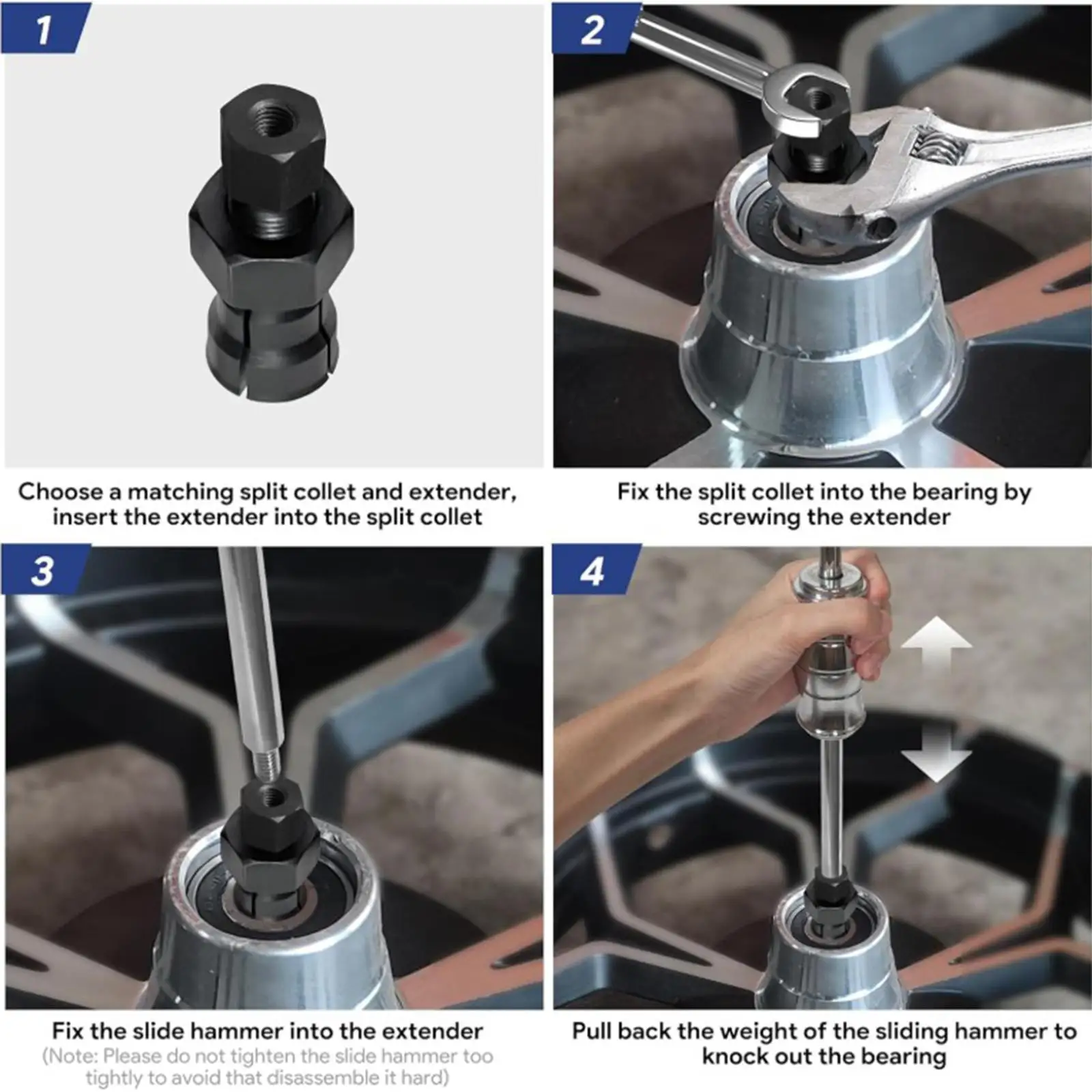 

Internal Bearing Removal Tool Set Sliding Hammer Sturdy Solid Wear Resistant Easy to Carry Gear Puller for Heavy Vehicle Repair