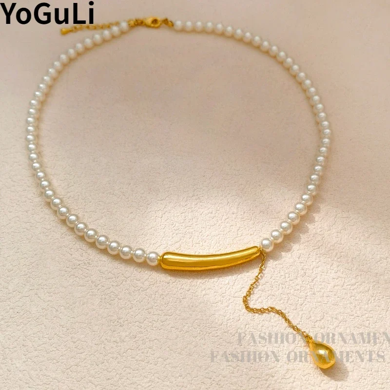 

Fashion Jewelry Vintage Temperament Simulated Pearl Chain Necklace For Women Wedding Gifts Delicate Design Accessories Hot Sale