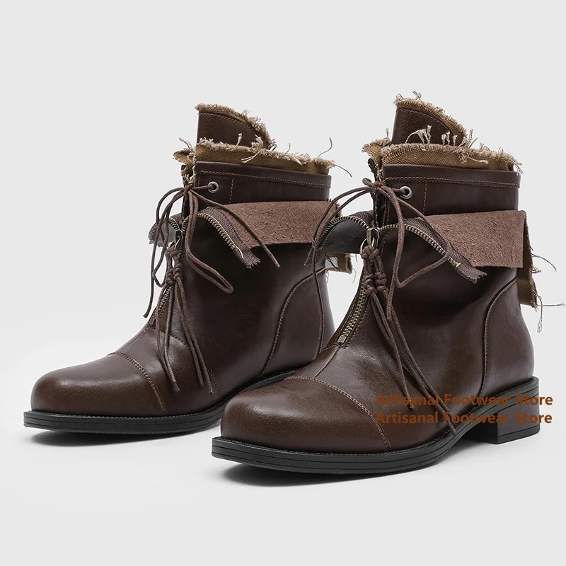 

Thick-Soled Motorcycle Men's Boots High-Top Outdoor Black/brown Leather Shoes Trendy Luxury Designer New In Men's Shoes Botas