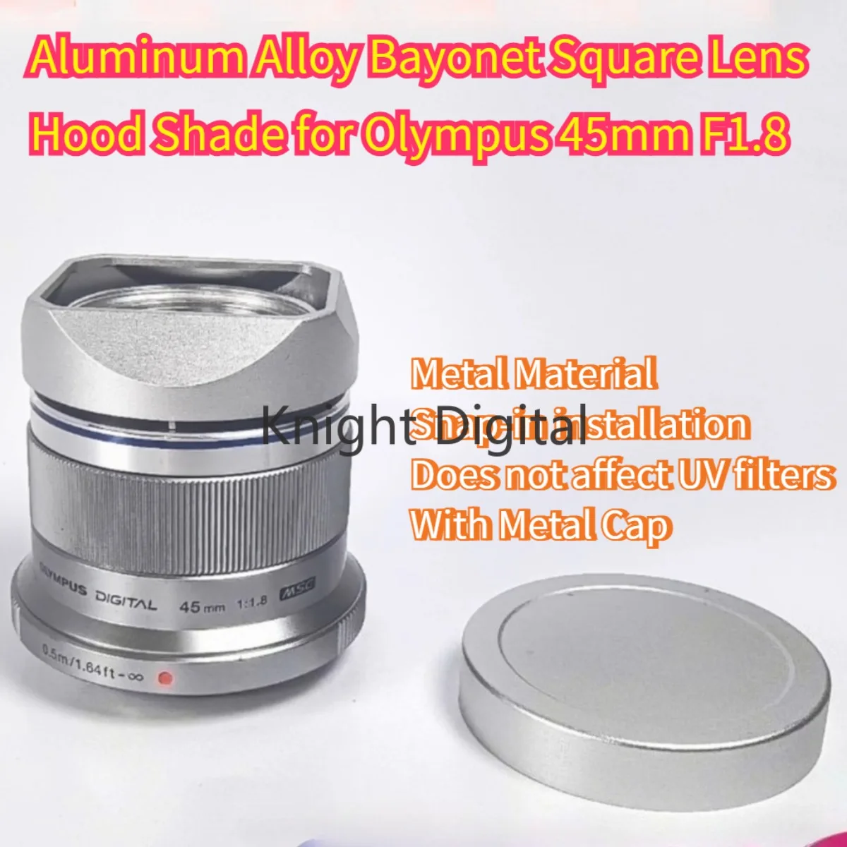 pare-soleil-carre-a-baionnette-en-alliage-d'aluminium-livre-avec-capuchon-en-metal-pour-objectif-olympus-45mm-f18-accessoires-de-photographie-d'appareil-photo