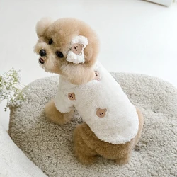 Embroidered Bear Dog Clothes Teddy Winter Clothes Dog Warm Sweater Plush Than Bear Pullover Soft Two Legged Clothes