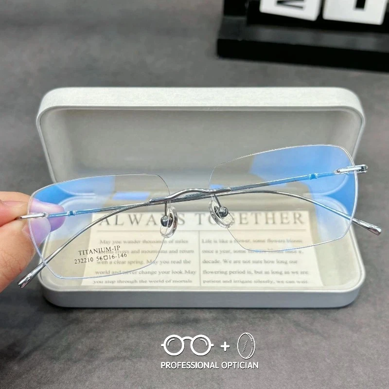 

Pure Titanium Frame Ultralight Unisex Prescription Eyewear Fashion Minimalist Natural Look Enhancer Myopia Blue Light Glasses