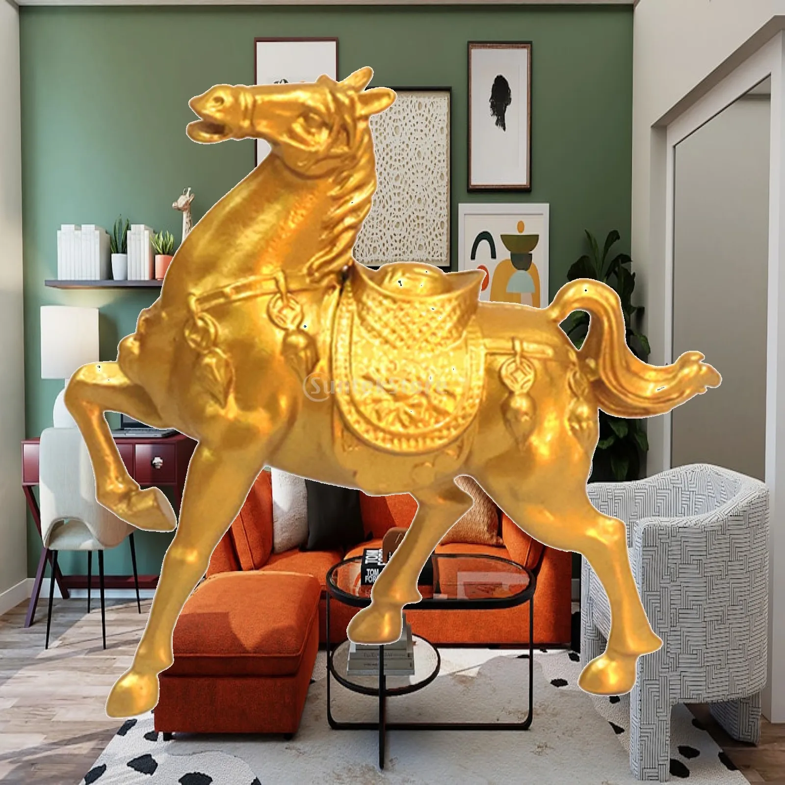 Horse Statue, Horse Figurine Art Craft Alloy Feng Shui Ornament Artwork Home Decor for Bookcase Cabinet Bedroom Living Room