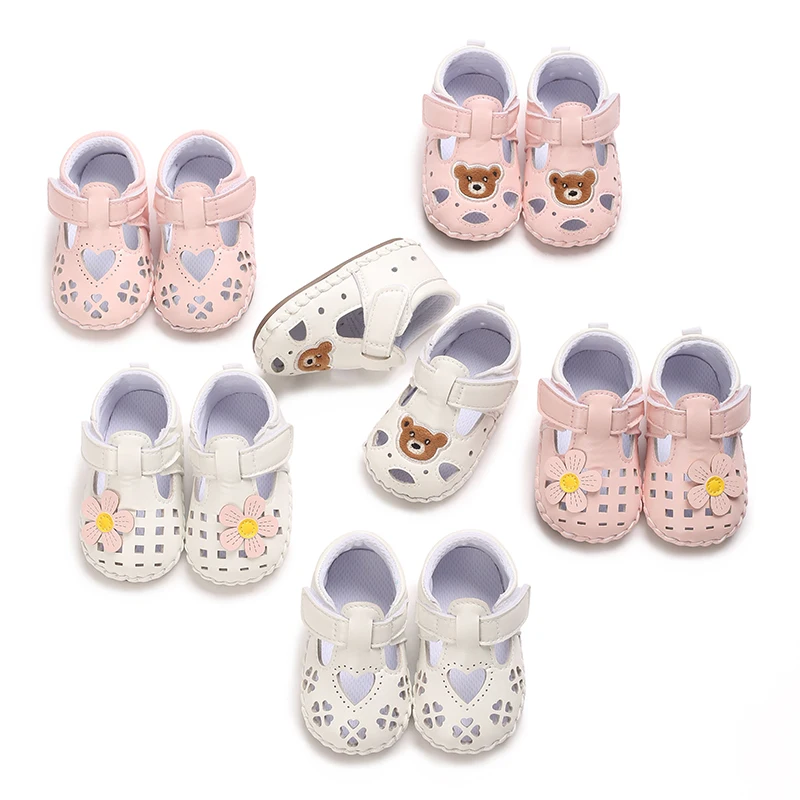 Summer 0-18 Months Old Female Baby Hollow Princess Shoes With Soft Soles And Anti Slip Baby Walking Sandals