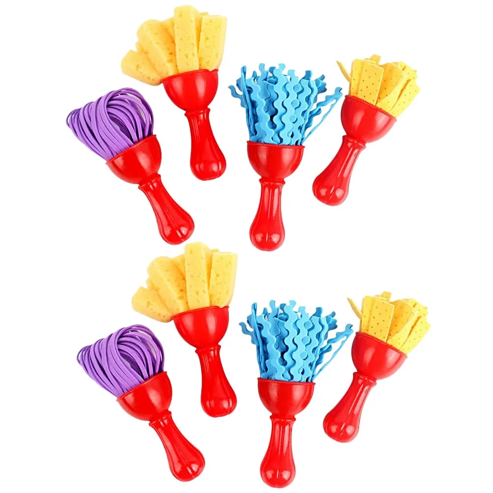 

8 Pcs Sponge Painting Brushes Watercolor Drawing Tools Kids Crafts Dauber Graffiti Toys Portable Handle Prevent Dirty Hands Art