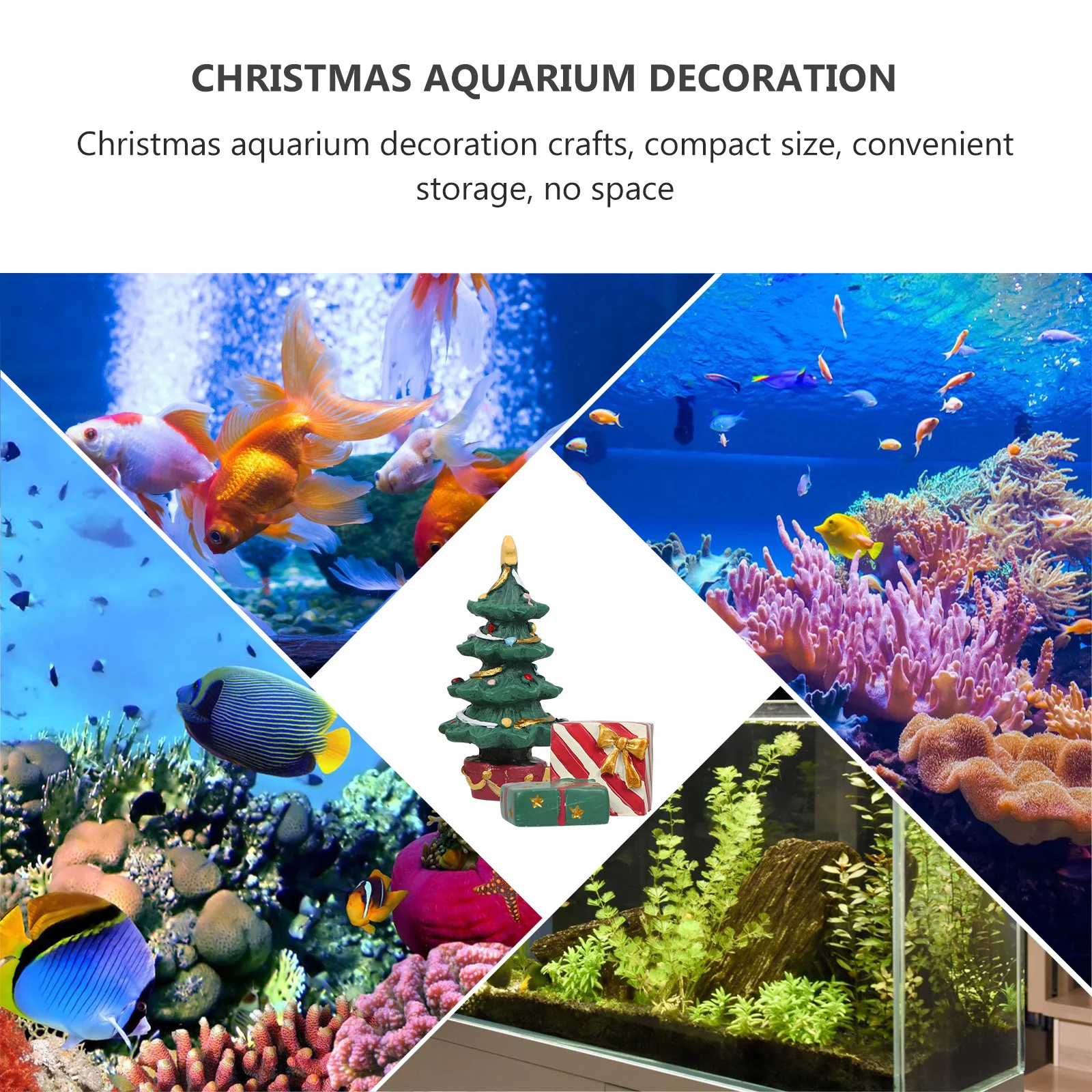 

1Set Mini Christmas Tree Aquarium Decoration Resin Ornament Fish Tank Xmas Landscape Decor Fish Tank Gift Box Aquarium Ornament