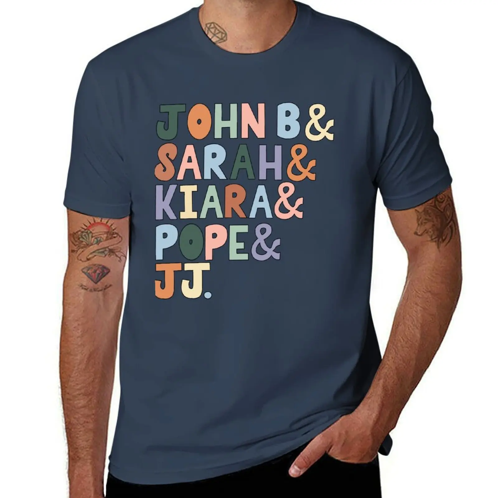 

color Kiara, JJ The in Pope, Pogues: Sarah, John B, T-Shirt All Match Basic Short Sleeve Top