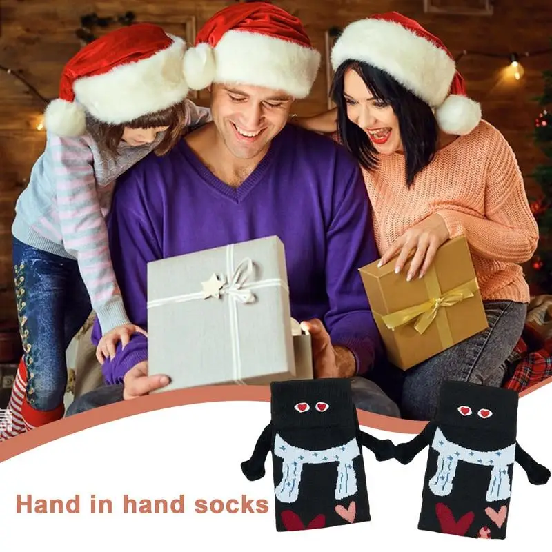 Hand Holding Socks Adult Funny Couple Magnetic Hand Socks Unisex Mid-Tube Socks Festival Stocking Stuffer For Valentine's Day