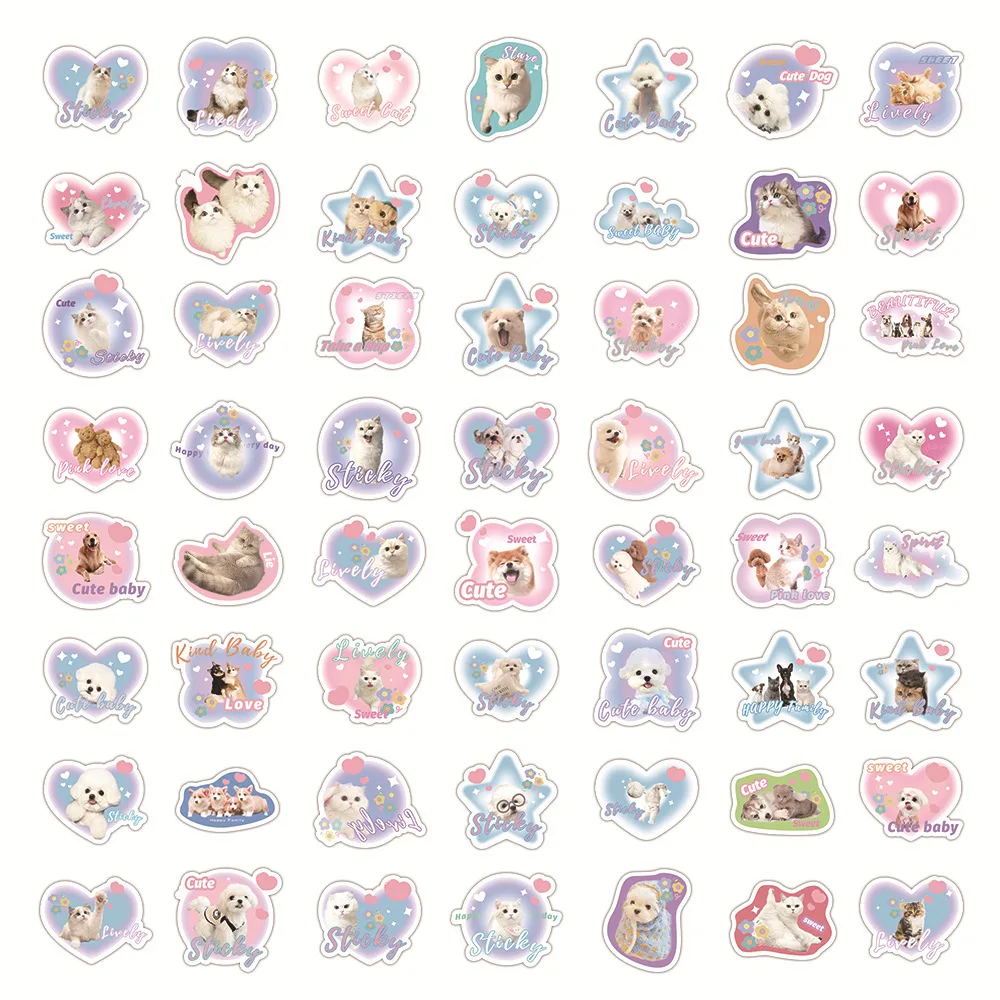 10/30/60PCS Cartoon Puppy Kitty Stickers INS Decoration Suitcase Scrapbooking Phone Laptop Stationery Kawaii Dog Kid Toy Sticker