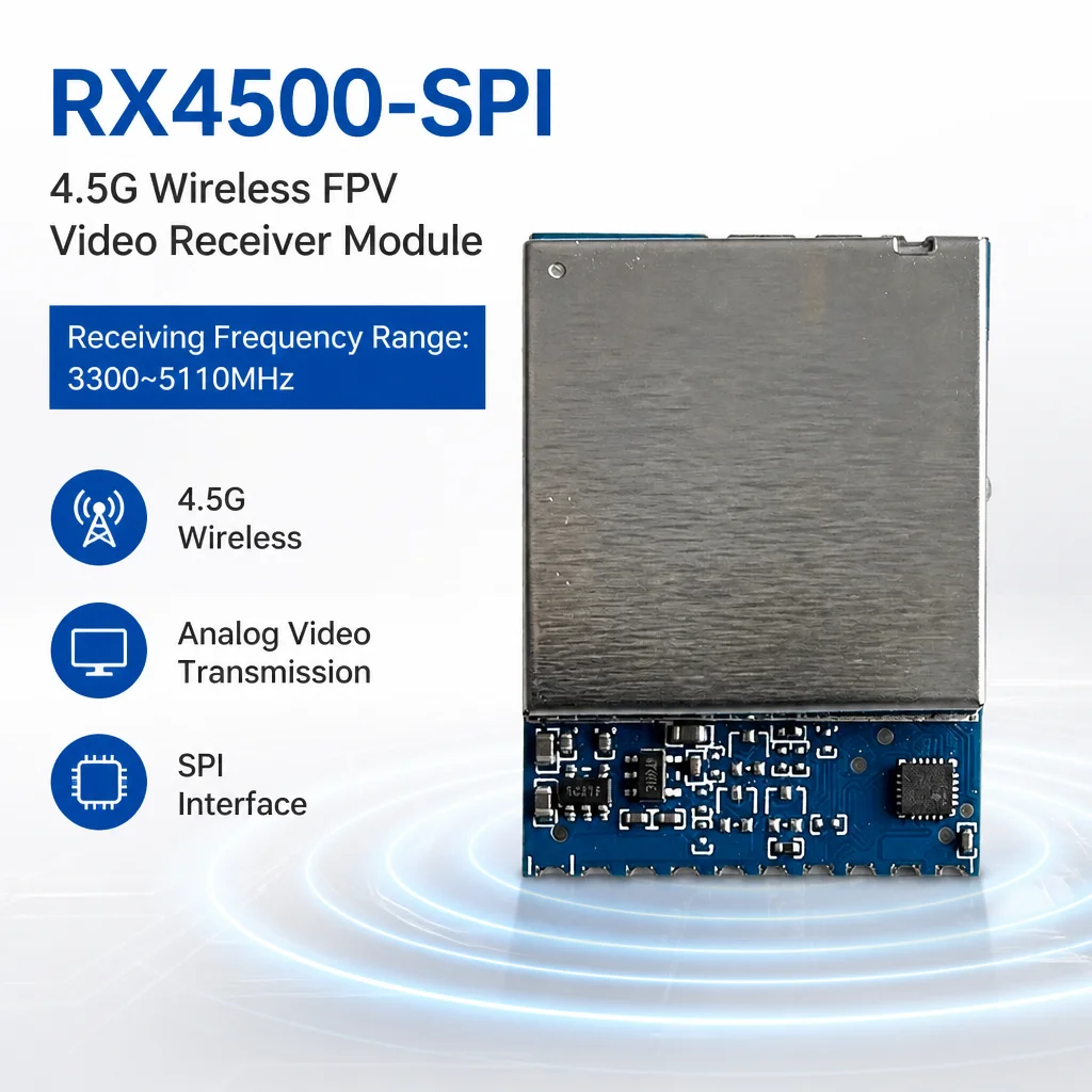 RX4500-SPI Wireless Video Receive Module -93dBm High Sensitivity SPI Frequency Tuning 128 Frequency Points Analog Video Output