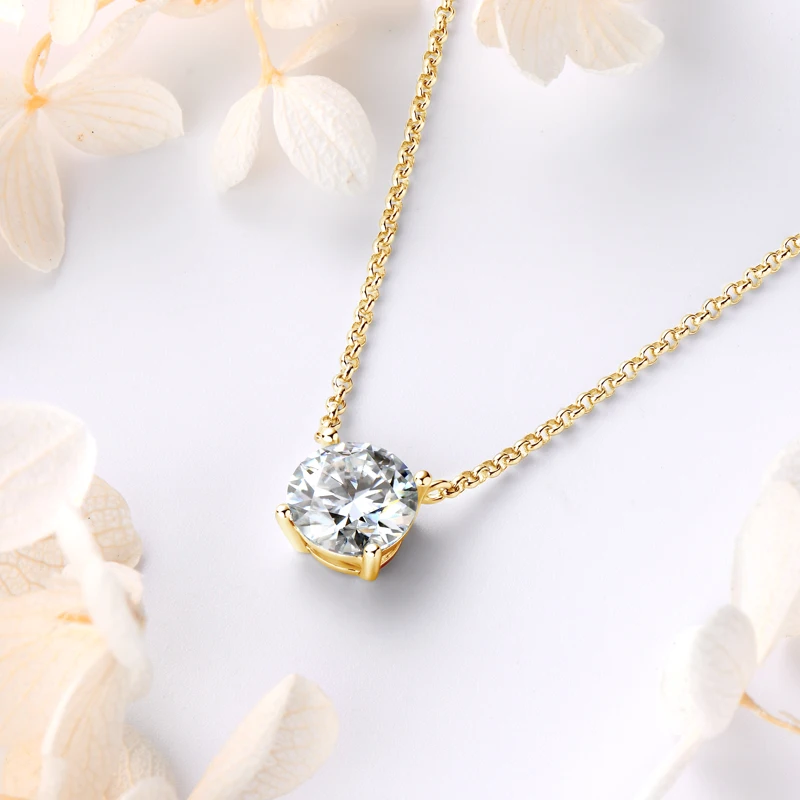 

OXTAO 3CT 2CT 1CT D Color Moissanite Necklace for Women Silver 925 Real Solitaire Pendant Clavicle Chain Wedding Jewelry Gifts