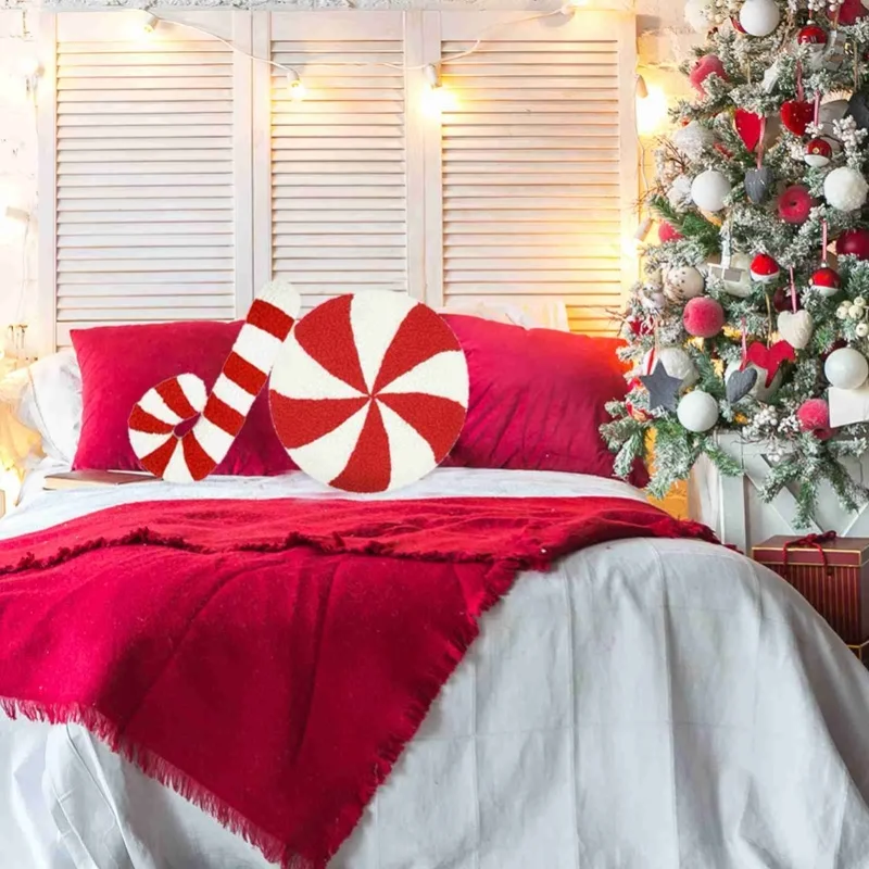 Cuscino decorativo per caramelle Cuscino decorativo per caramelle 3D in peluche carino per la decorazione natalizia del soggiorno della camera da letto
