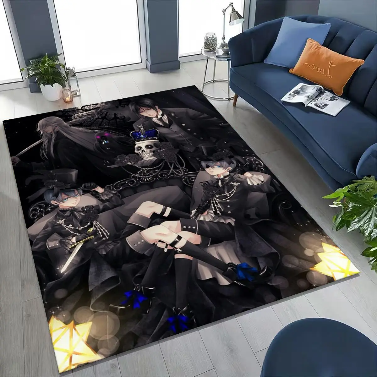 

Anime Black Butler Sebastian Ciel Cartoon Cartoon Rug for Bedroom Living Room Sofa Home Doormat Decor,Kids Non-slip Floor Mat