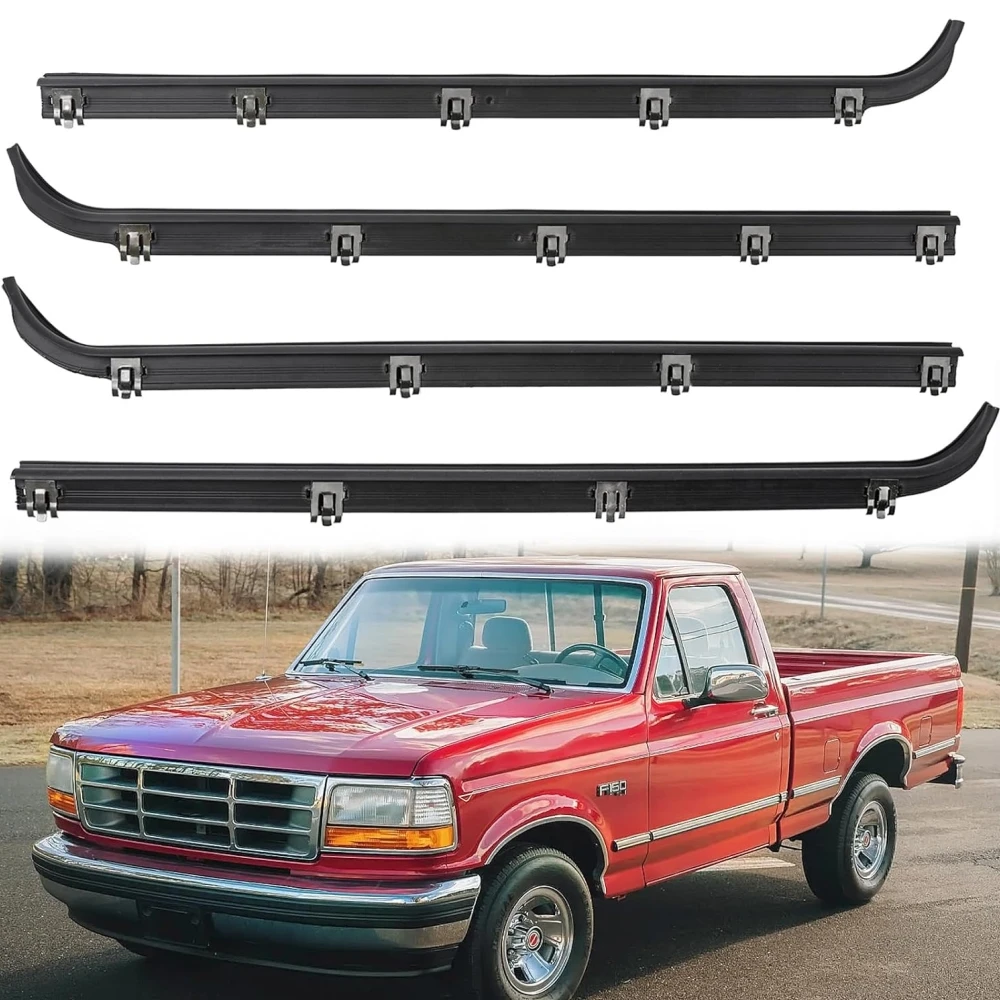 

POVTOR Front Door Window Molding Sweep Felt Trim Seal Weather Stripping Kit Fit for 1987-1997 Ford F150 F-150 F250 F350 Bronco
