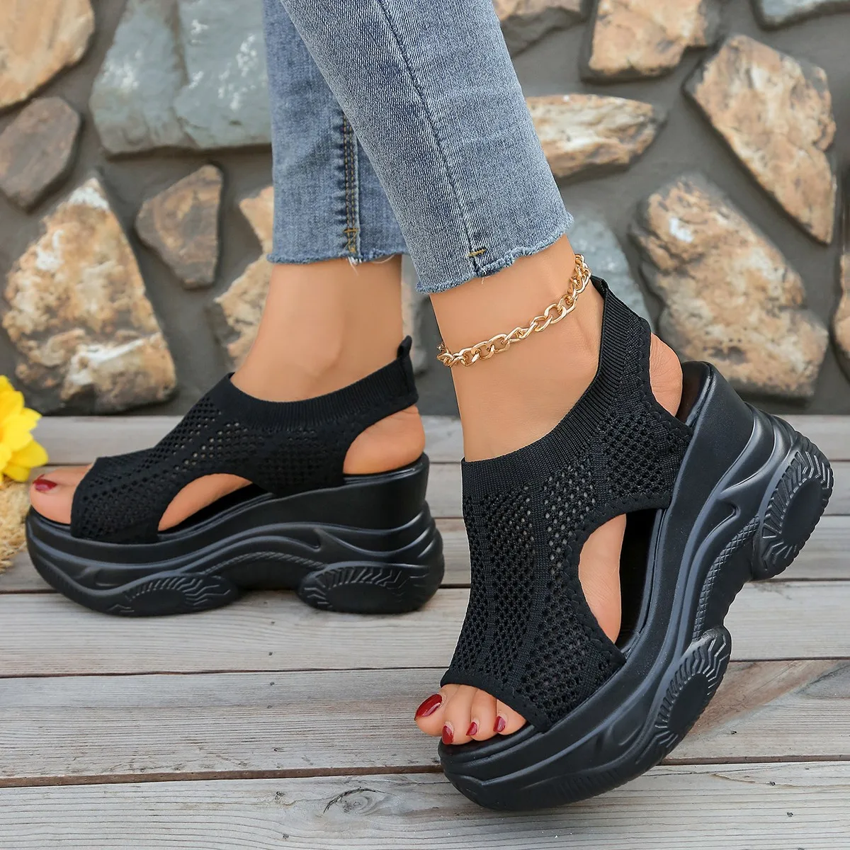 2026 Summer New Platform Rubber Open-Toe High Heels image 4
