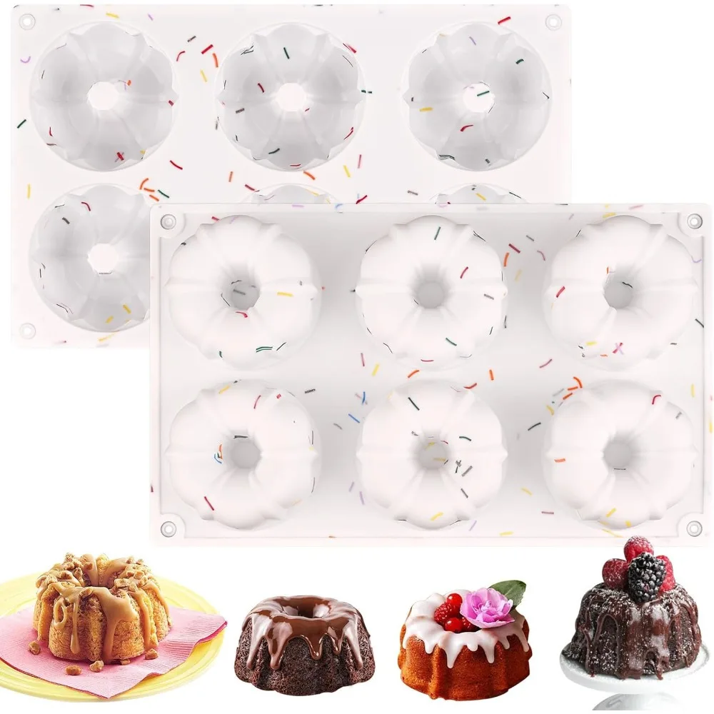 

1pc Non-Stick Silicone Mini Fluted Cake Pan with 6-Cavity Round Tube Molds,Even Heat Distribution Precise Sizing for Cupcakes
