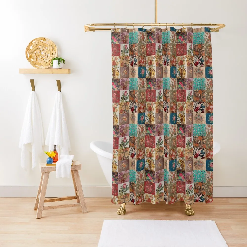 

Gypsy Patchwork Quilt Shower Curtain Bath Curtains Bathroom Accessory Elegant Bathroom Curtain