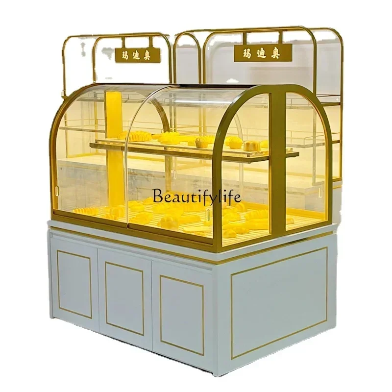 Bread Display Cabinets Zhongdao Side Cabinet Birthday Cake Model Baking Shelf Curved Glass Display