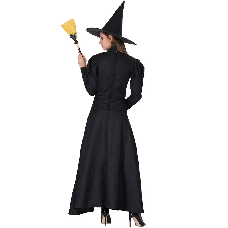 زي الهالوين الساحرة للبالغين للمرحلة |   مجموعة أزياء الساحرة السوداء للوالدين والطفل (مع ملحقات القبعة والمكنسة)