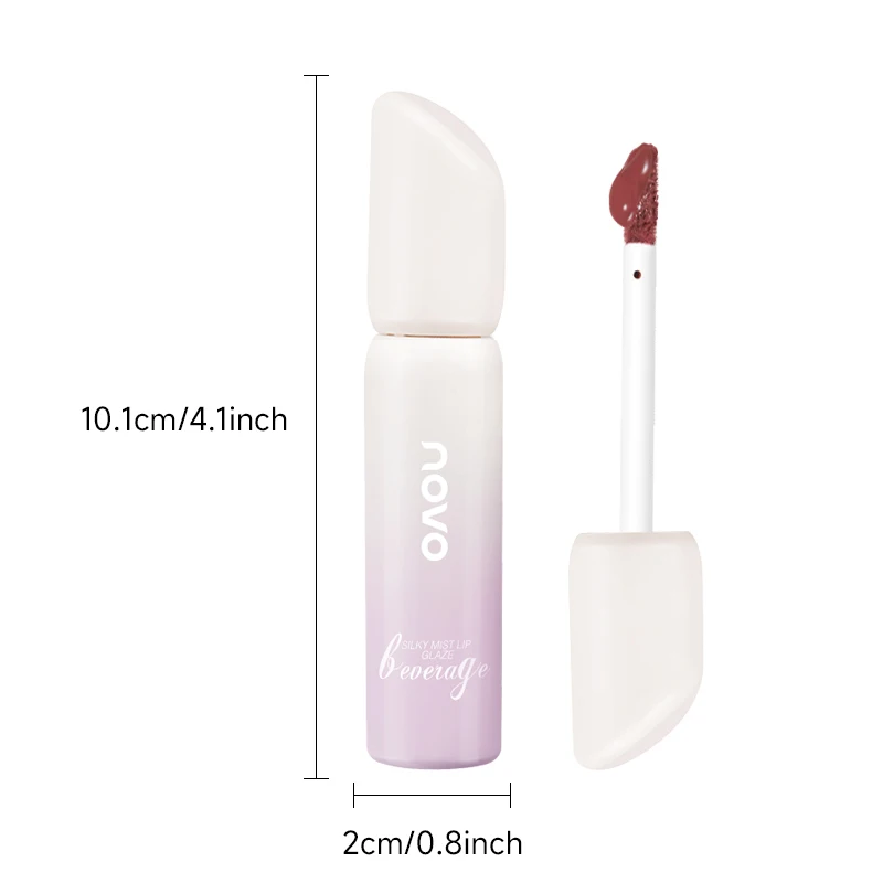 Wodoodporny matowy aksamitny błyszczyk do ust, długotrwała pomadka, nie pozostawia śladów na filiżance, nie blaknie, miękki, mgiełkowy wykończenie dla pełniejszych ust.