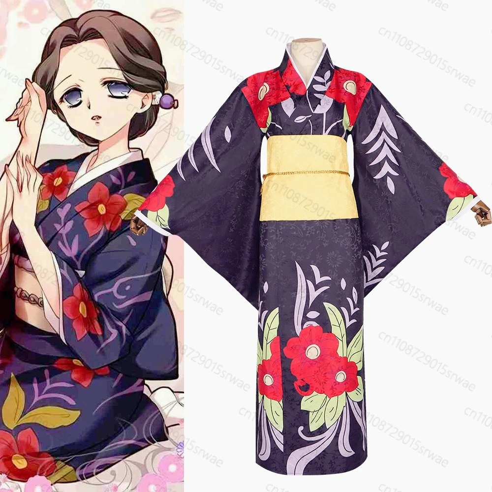 

Anime Demon Killer Cosplay Costumes Tamayo Doctor Cosplay Japanese Printed Kimono Dress Adult Woman Sexy Traditional Suit