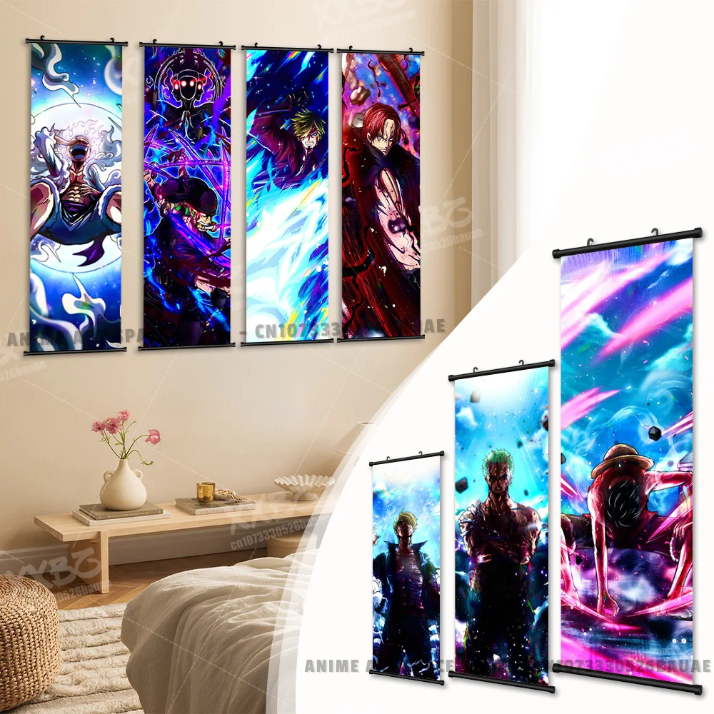 

Hanging Painting Ace Wall Art Luffy Gear 5 Figures Anime Poster Zoro Home Decor Nami Scroll Picture Cartoon Robin For ONE PIECE