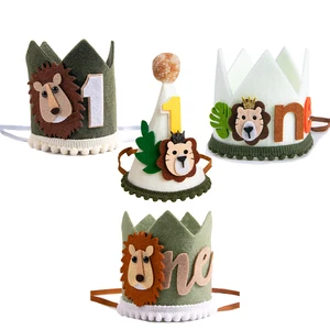 Wild One Birthday Party Dekorationen, Waldlöwenkrone, Safari im Dschungel, Hut, Junge, 1. erster Geburtstag 10 Hauptverkäufe Kindersafari -Kleidung - №2