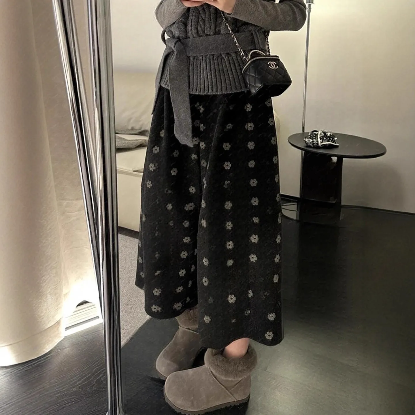 

Женские шерстяные повседневные брюки в стиле ретро с цветочным принтом, широкие, с высокой талией, осенне-зимний дизайн, корейский стиль, для работы и повседневной носки