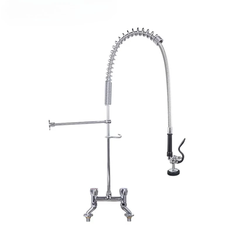 

Коммерческий кухонный латунный смеситель для предварительного ополаскивания, 4-8 дюймов, центральный современный дизайн, гибкий распылитель с 2 отверстиями, палубный смеситель для отелей