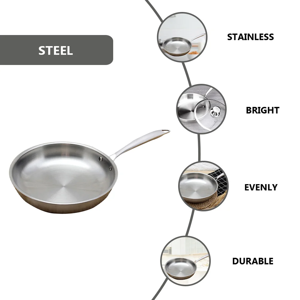 

1 pc Stainless Steel Frying 304 Food Grade Non-Stick Cooking Pan For Gas Induction Stove Kitchen Use Home Restaurant Classic Pan