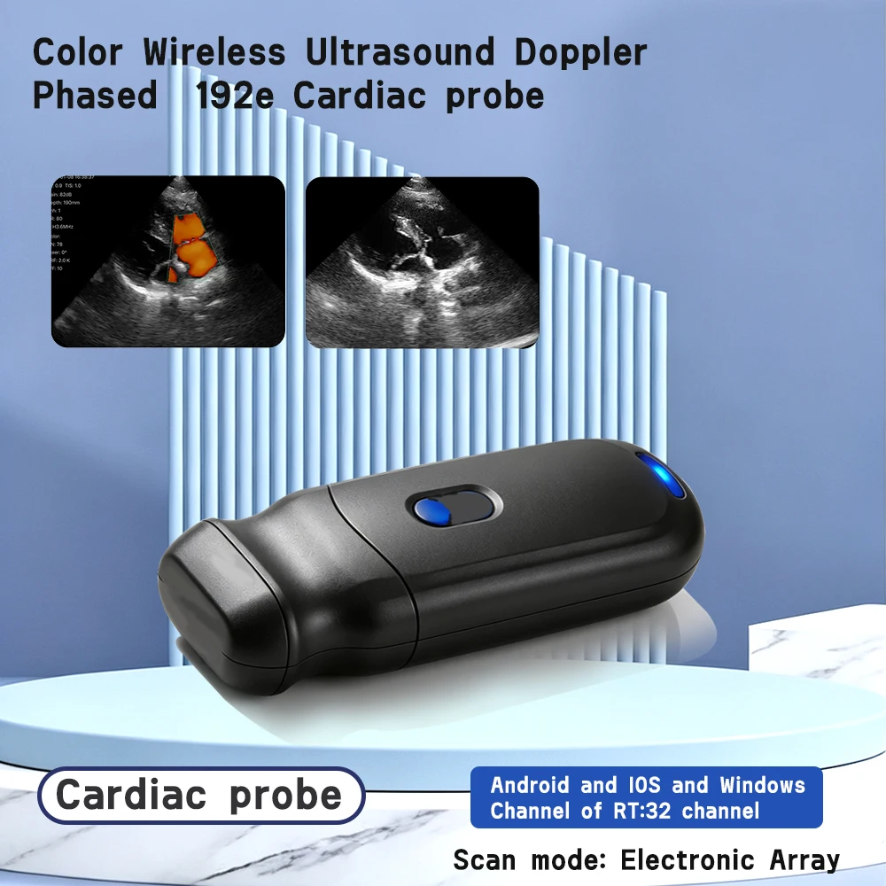 Angle‑fixed Cardiac Wireless Ultrasound Probe 80° Scan Angle 90‑200mm Scanning Depth, Capture Clear Tissue Image for pet