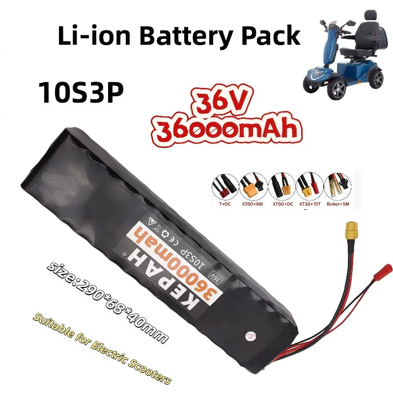 M365 Scooter Lithium Battery 36V 36Ah 10S3P 18650 Cells 36000mAh 1000W 42V Rechargeable Power Battery Pack