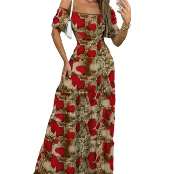 Amazon Bästsäljande Nya Damkläder Rak Hals Elastisk Midja Lång Klänning Elegant Sexig Klänning Helstycke Återförsäljare 10 best sales Knit maxi - №1