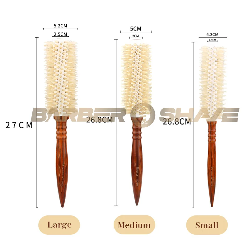 3 Size Salon Hair Curls Brush Antistatic Wooden Hair Round Brush For Hairdressing Nylon And Bamboo Fibre Barber Brushes