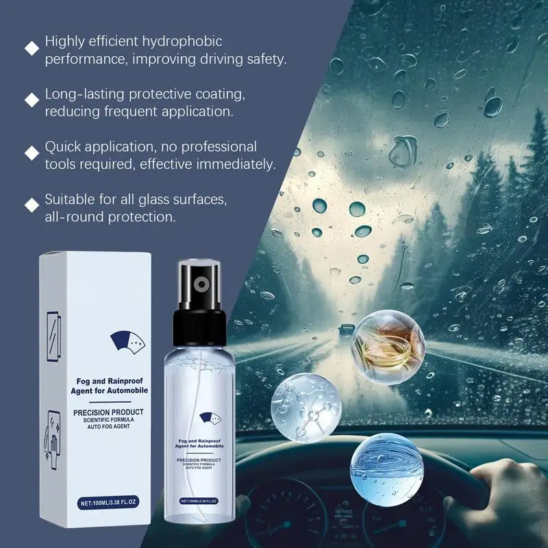 Windshield Anti Fog Spray Anti Fog Spray For Glass Car Defogger Glass Cleaner Windshield Defogger Prevent Fogging Safe Window